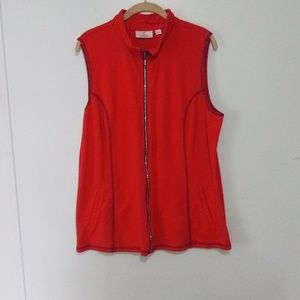 Quacker Factory vest Wear with a smile ☺️ Red size large blue zipper wit…